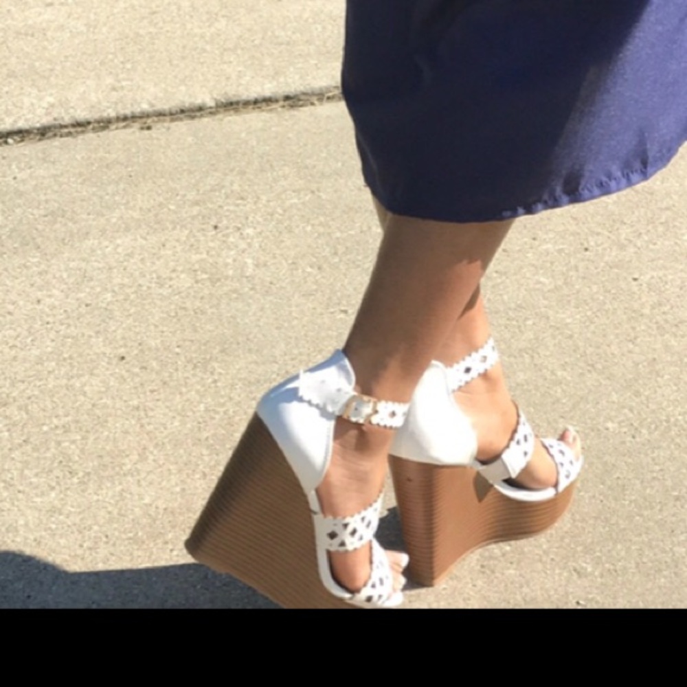 Just Fab White Wedges